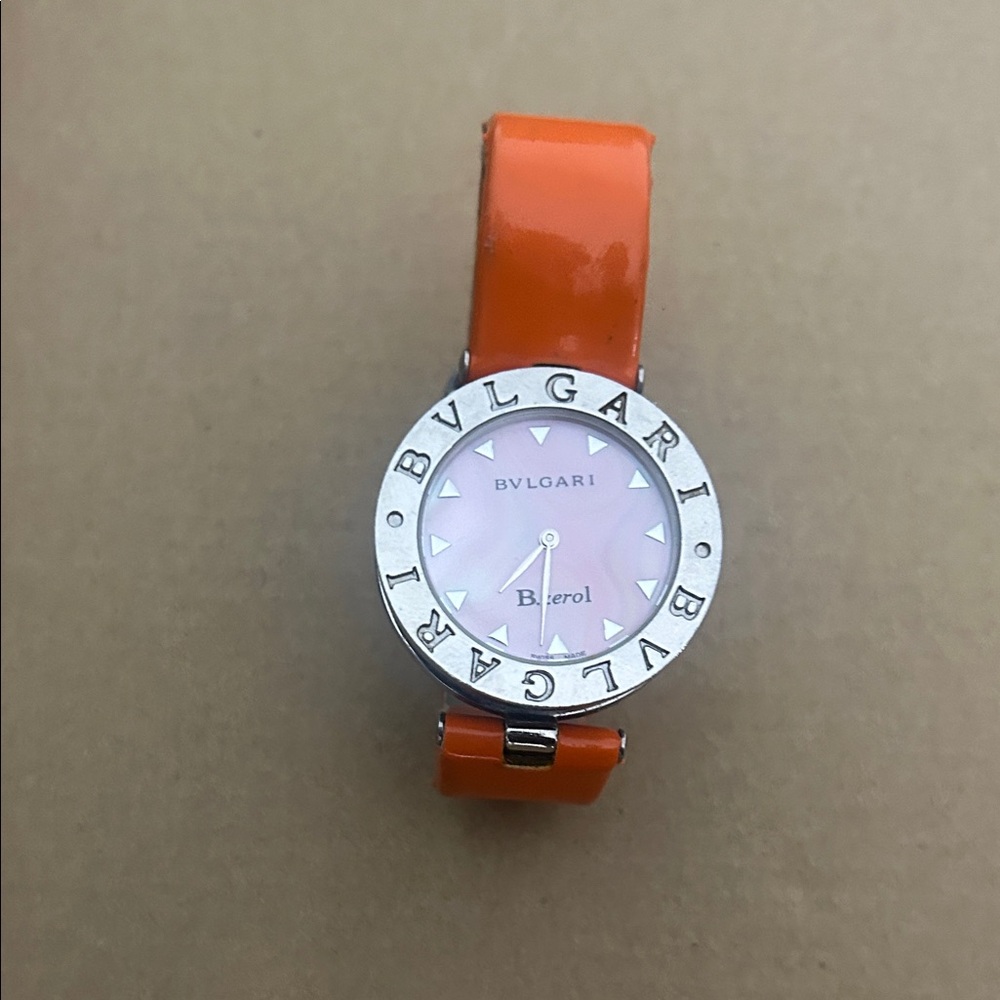 Bulgari Watch with Pink Face and Orange Band